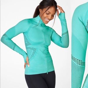 NWT Mia Mock Neck Seamless Jacket lunar blue